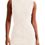 NWT Sleeveless Cream Bodycon Denim Mini Dress Casual Zipper Tank Medium Photo 0