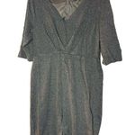 Trina Turk  Women's Grey V-Neckline Short Sleeve Ruched Mini Dress Size 14 Photo 0