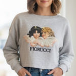 Fiorucci  Gray Long Sleeve Cropped Angel Cherub Faces Portugal Made Sweatshirt XS Photo 0