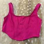 superdown revolve pink corset back zip crop tank top women’s size medium Photo 2