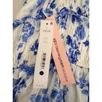 AQUA  Floral Midi Dress Smocked Tie Strap Tiered Casual‎ Summer White Blue L Photo 6