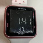 Armitron digital women watch pink white tone 38mm quartz silicone band running Photo 2