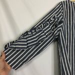 Skies Are Blue  White & Blue Striped Ruffled Sleeve Blouse Shirt Womens Small Photo 8