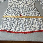 White Waves Top Women Small Medium Oversized Lace Trim Split V Neck Tie Up NEW Photo 5