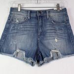 SNEAK PEEK Denim Shorts Distressed High Rise, Size S Blue Photo 0
