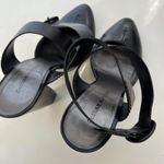 CoSTUME NATIONAL HTF Black Leather Ankle Cuff Strap Pump Heels Pointed Toe 36.5 Size 6 Photo 6