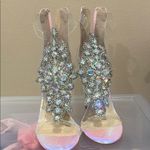 Silver and White Stiletto Heels with Crystal Embellishments Size 8 Photo 1