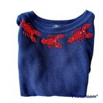 Talbots  Beaded Lobster Sweater Petite Small? Navy Beach Maine Islands Cr… Photo 8