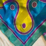Adrienne Vittadini  Yellow Blue Purple Silver Swirl and dot Scarf Photo 5