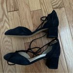 LK Bennett  Lali Block Heel Navy Blue Suede Round Toe Pump Lace Up Size 35 Photo 8