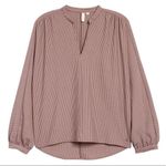 Treasure & Bond Treasure Bond Blouse Medium Long Sleeve Stripe Burgundy Pink Business Casual Top Photo 0