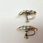 Coro Aurora Borealis Rhinestone Pea Pod ScrewBack Vintage Statement Earrings Blue Photo 4