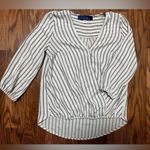 Franchescas Elbow length beige stripe auburn blouse Tan Size XS Photo 2