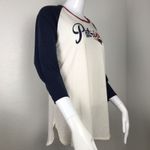 47 Brand '47 Women's NFL New England Patriots Raglan Shirt Tee Blue Red White Splitter Photo 2