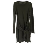 BCBGMAXAZRIA Olive Green Long-Sleeve Merino Wool Tie-Waist Sweater Dress M Photo 8