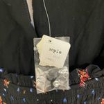 Free People Dress Smocked Black Floral Print Square Neck Long Puff Sleeves Small Photo 5