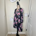 Torrid NTM: High Low Black with Floral Sheer Button Down Tunic or Dress Sz 1 Photo 7