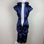 XScape  Dress Womens 6 Blue Ruched Ruffle Cap‎ Sleeve V-Neck Party Cocktail New Photo 8