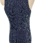 Theia Sequin Sheath Dress Embellished Beaded Sleeveless Navy Blue Size US 4 Photo 8