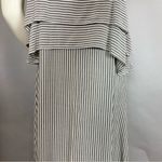 Lacausa Striped Dress Layered Top Asymmetrical Hemline Rayon Women Gray White Photo 8