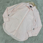 Lands' End Lands’End Women’s Butto Down Shirt Top Stripes Classic Longsleeve White Orange M Photo 0