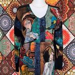 MARGUERITA Tea Time Vintage Theme Ladies Hats Gloves Black Sweater Painted Art Size M Photo 0