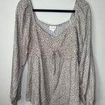 Heyson New Tags Smocked Boho Babydoll‎ Long Sleeve Top Floral Blouse Size Medium Pink Photo 0