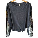 We The Free Free People  Blossom Balloon Sleeve Gray Thermal Top Photo 2