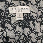 Studio JPR Black & Silver Lace Look Draped Neck Sleeveless Top Size Small Photo 10