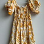 Abercrombie & Fitch Yellow Floral Off The Shoulder Prep Mini Dress Size Medium Photo 5