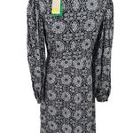 NWT Boden Grey Crew Neck Print Mini Dress Size 8L Black Photo 4