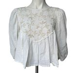House of Harlow 1960 White Embroidered Crochet Puff Sleeve Blouse Photo 0