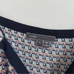 Vince  Silk Border Camisole Size Large Top Geometric Print Blue Blouse Photo 2