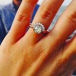 Boutique NEW Women’s Half‎ Moon Rose Gold Plated S925 Simulated Diamond Ring, Size 7 Photo 2