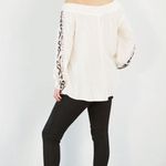 Anna Scholz Blouses Sz 18 Off Shoulder Shirred Embroidered Feminine Casual Black Photo 2