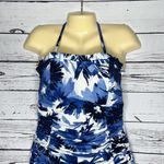 One Piece Upstream NWT Size 14 Blue Abstract Floral  Halter Bathing Suit Swimsuit Photo 1