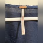 Free People  Women's Sexy Top Navy Blue Satin Feel Bell Sleeve V Neck Size S Photo 4