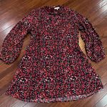 Hayden long sleeve tie neck navy red and white dot print shift dress size large Photo 2