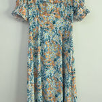 19 Cooper  Floral Puff Sleeve Sweetheart Neck Midi Dress Photo 0