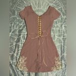 EUC BH Sete Pink and White Floral Lace Romper with Tie Back size small Photo 2