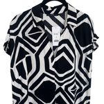 NEW George Geometric Popover Short Sleeve Dress Vacation Resort Coastal Size 10 Black Photo 2