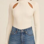Abercrombie & Fitch  white ribbed crew neck collarbone cutout sweater Size Small Photo 0