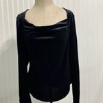 Bohme  Black Velvet Top XL Draped Cowl Square Neck Long Sleeve Dark Romance Photo 1