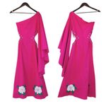 FANM MON Amarya Pink One Shoulder Dress Long Sleeve Cutout Embroidered XS‎ New Photo 1