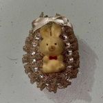 None Vintage Beaded Lace Easter Bunny Brooch Photo 0