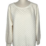 Loft Ivory quilted knit long sleeve sweater Size XXL NWT Photo 0