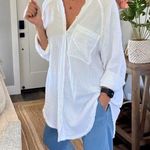 Aerie  Pool To Party Cover Up White Size XXL Button Up Tunic Oversized Fray Hem Photo 0