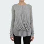 Heather Grey Long Sleeve Twist Front Long Sleeve Top Women's Size Medium M Gray Photo 2