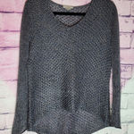 Helmut Lang  100% LINEN KNIT MARLED NAVY TAN HI LOW V NECK TUNIC SWEATER SMALL Photo 0