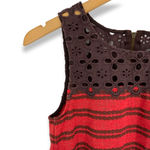 Free People | XS | Molly Retro Brown & Red Striped Textured Knit Eyelet Tank Top Photo 3